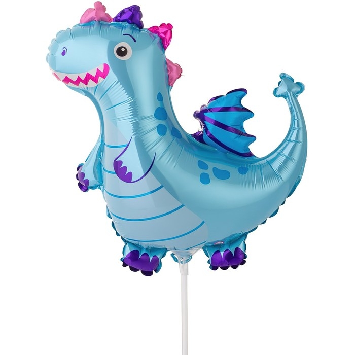 Шар фольгированный 14" &laquo;Дракон&raquo;, мини-фигура, цвет голубой