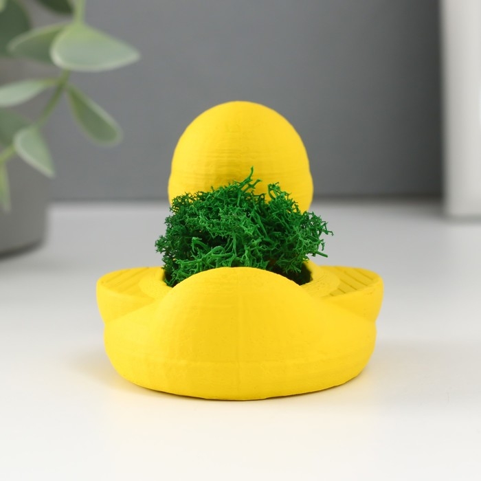 Кашпо бетонное Кашпо бетонное "Утка" 6х8х5,5 см желтая со мхом (мох зелен. стабилизированный)