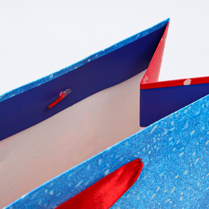 Новый год. Пакет подарочный "Довольный дед мороз", 33 х 42,5 х 15 см.