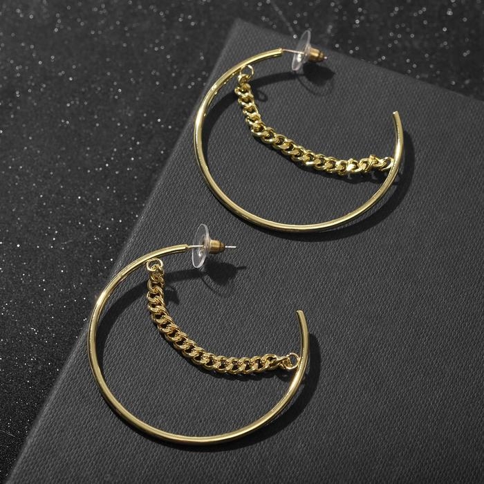 Серьги-кольца «Цепи» звенья, цвет золото Серьги-кольца «Цепи» звенья, цвет золото