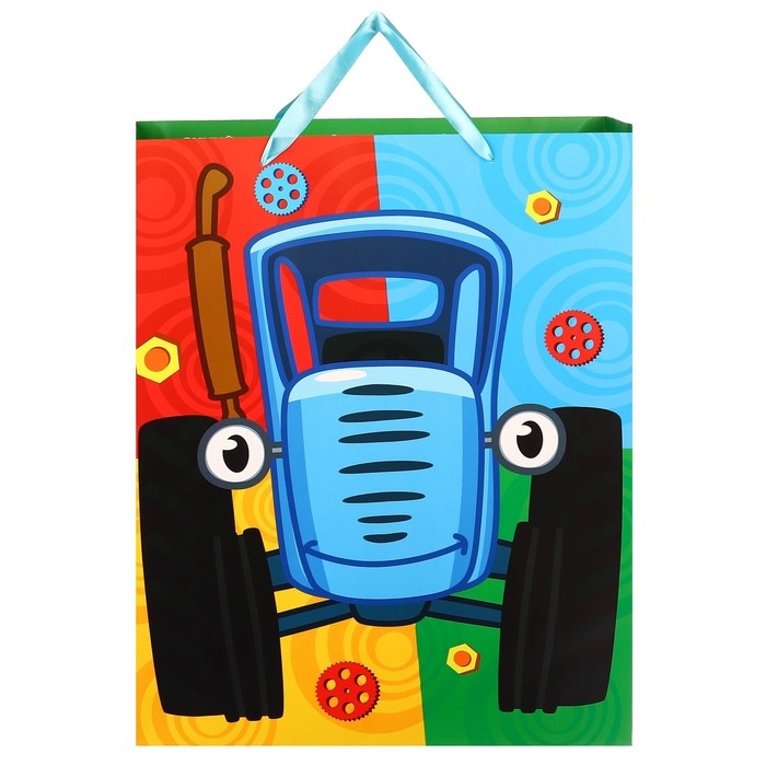 Пакет подарочный, 40х49х19 см, упаковка, Синий трактор