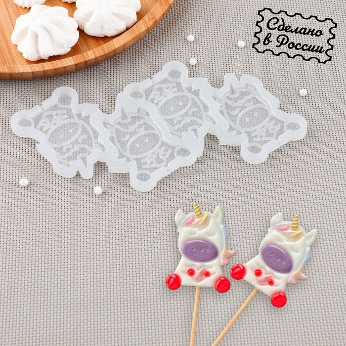 Силиконовый молд для леденцов и шоколада «Единорог», 6×4 см, цвет прозрачный Силиконовый молд для леденцов и шоколада «Единорог», 6×4 см, цвет прозрачный