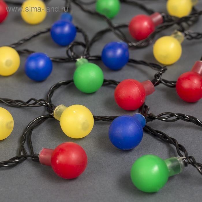 Гирлянда «Нить» 5 м с насадками «Шарики цветные», IP20, тёмная нить, 30 LED, свечение мульти, 8 режимов, 220 В Гирлянда «Нить» 5 м с насадками «Шарики цветные», IP20, тёмная нить, 30 LED, свечение мульти, 8 режимов, 220 В