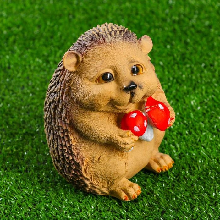 Садовая фигура Садовая фигура "Ежик с грибами милый" 11х8х10 см