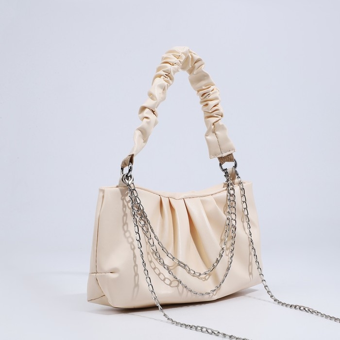 Сумка-багет на молнии, цвет молочный Сумка-багет на молнии, цвет молочный