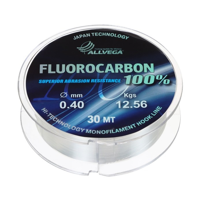 Леска монофильная ALLVEGA FX Fluorocarbon 100%, диаметр 0.40 мм, тест 12.56 кг, 30 м, прозрачная Леска монофильная ALLVEGA FX Fluorocarbon 100%, диаметр 0.40 мм, тест 12.56 кг, 30 м, прозрачная