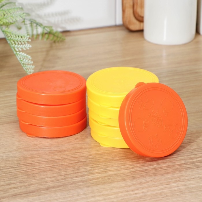 Нaбор хозяйственных крышек «Хозяюшкa», 82 мм, 10 шт, цвет МИКС Нaбор хозяйственных крышек «Хозяюшкa», 82 мм, 10 шт, цвет МИКС