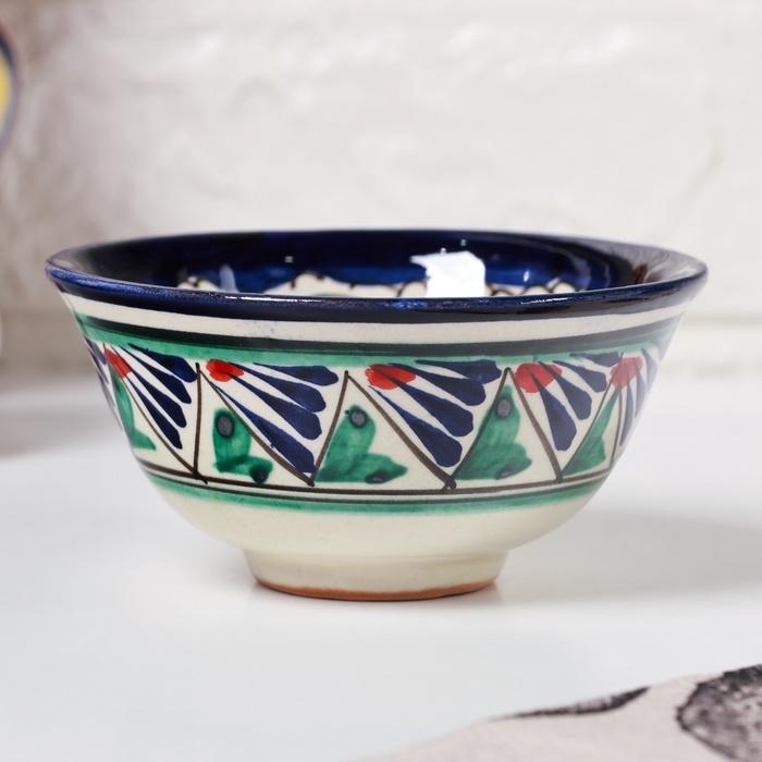 Пиала Риштанская Керамика  Пиала Риштанская Керамика "Узоры", 11,5 см, большая, микс