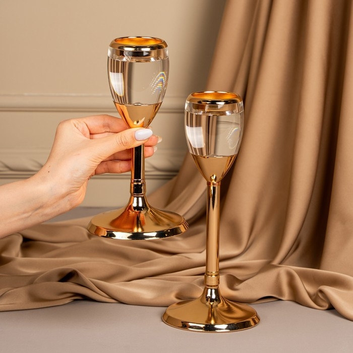 Подсвечник металл, стекло на 1 свечу «Безмятежность» цвет золото 11 х 11 х 21 см Подсвечник металл, стекло на 1 свечу «Безмятежность» цвет золото 11 х 11 х 21 см