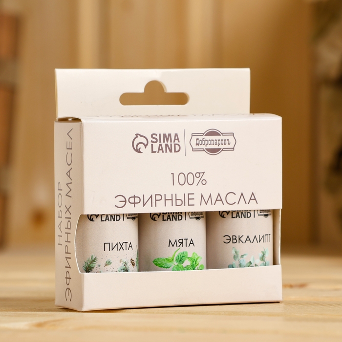 Набор эфирных масел 3 шт Набор эфирных масел 3 шт "Пихта, Мята, Эвкалипт" по 15 мл
