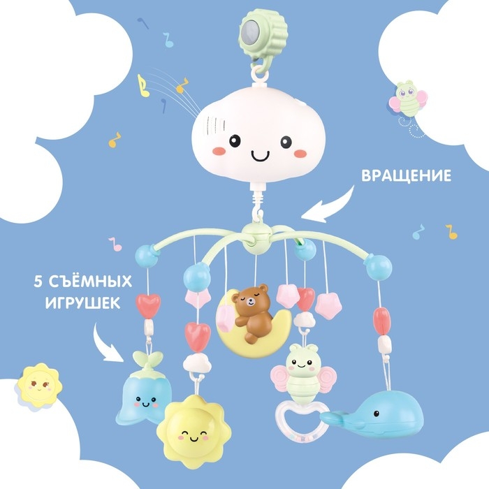 Мобиль музыкальный «Волшебные сны», звук, свет, цвет голубой Мобиль музыкальный «Волшебные сны», звук, свет, цвет голубой