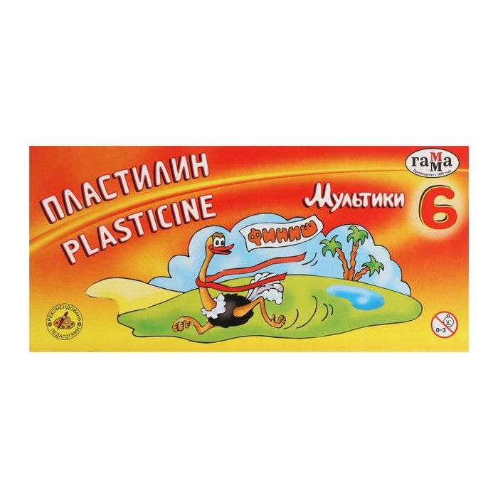 Пластилин 6 цветов 120 г, Пластилин 6 цветов 120 г, "Гамма" "Мультики", со стеком