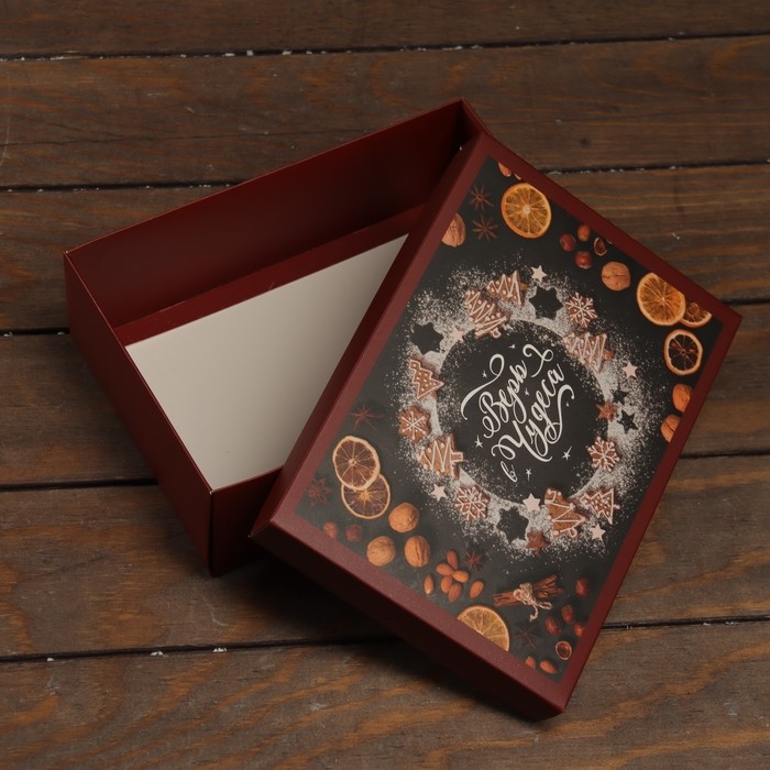 Новый год. Коробка подарочная новогодняя складная, крышка-дно Новый год. Коробка подарочная новогодняя складная, крышка-дно "Верю в чудеса" 24 х 17 х 8 см