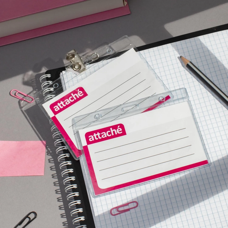 Бейдж Attache 120х87мм (113х70мм) гориз.,металл зажим, булавка 10шт/уп