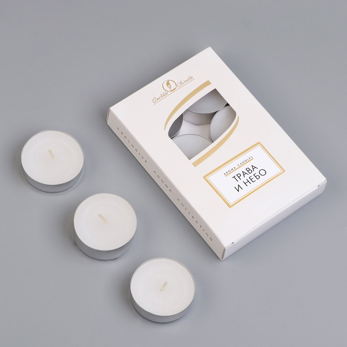 Набор свечей чайных ароматизированных Набор свечей чайных ароматизированных "Трава и небо", 6 шт, 12 гр