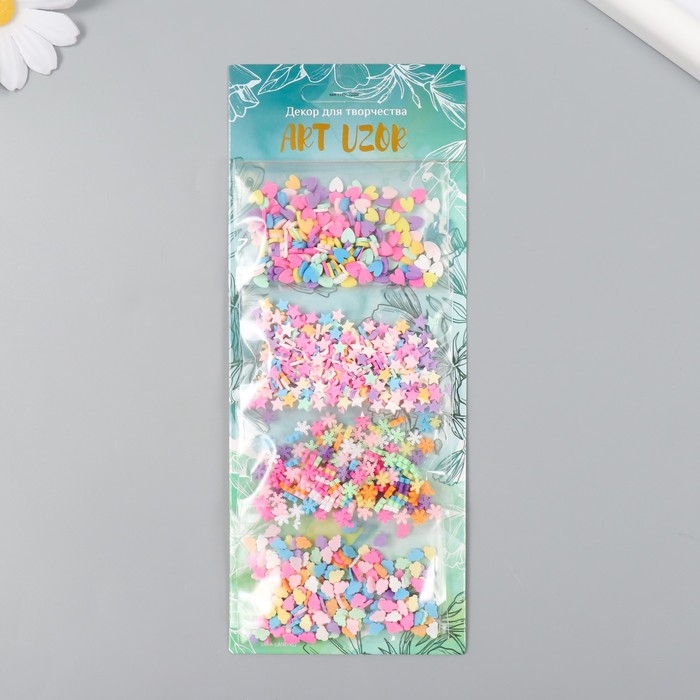 Декор для творчества пластик Декор для творчества пластик "Звёзды, облака, снежинки" набор 4 вида х 5 гр 8х20 см