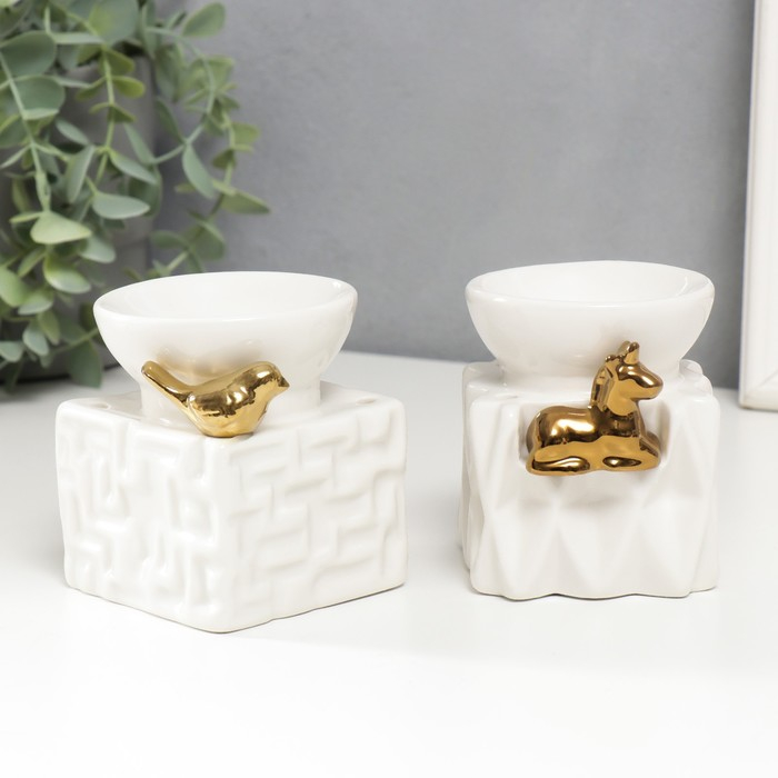 Аромалампа керамика Аромалампа керамика "Золотая фигурка" 9,5х7,5х7,5 см, МИКС