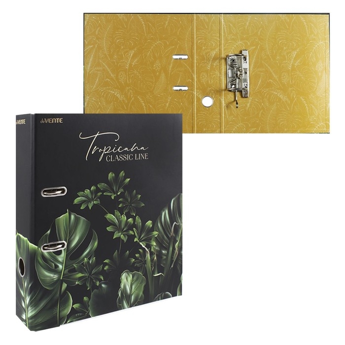 Пaпкa-регистратор А4, 75 мм, deVENTE Tropicana, ламинированый картон, черный/зеленый, разборный Пaпкa-регистратор А4, 75 мм, deVENTE Tropicana, ламинированый картон, черный/зеленый, разборный