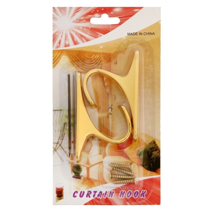 Крючок для штор KS101 CAPPIO, однорожковый, цвет золото, 2 шт Крючок для штор KS101 CAPPIO, однорожковый, цвет золото, 2 шт