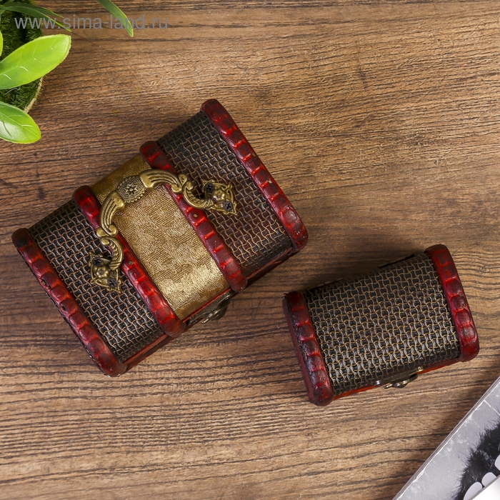 Шкатулка дерево сундучок  Шкатулка дерево сундучок "Песочные часы" набор 2 шт 8,5х12х8,5 см 5,5х7х6 см