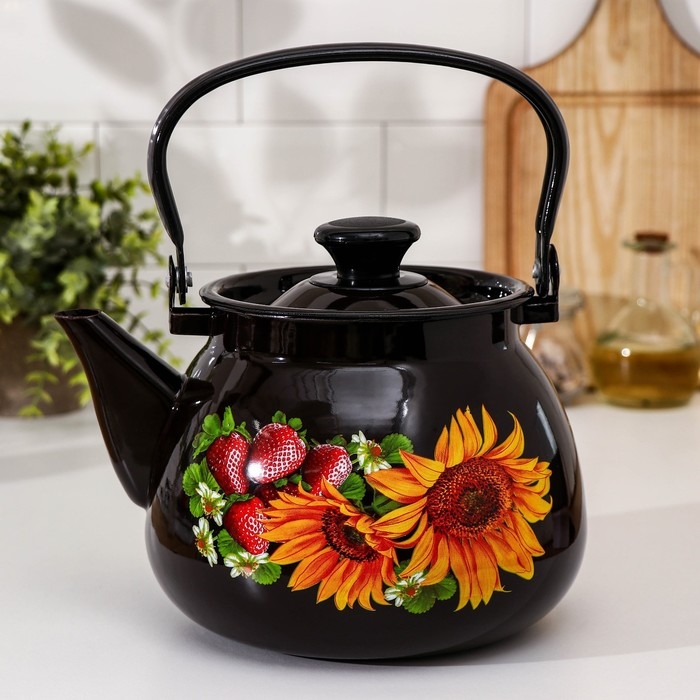 Чайник сферический, 3,5 л, индукция, деколь МИКС, цвет коричневый Чайник сферический, 3,5 л, индукция, деколь МИКС, цвет коричневый