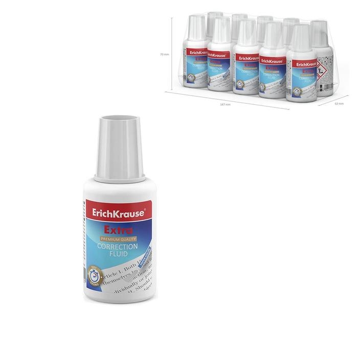 Корректирующая жидкость 20 мл, ErichKrause Extra, на основе растворителя, кисть Корректирующая жидкость 20 мл, ErichKrause Extra, на основе растворителя, кисть