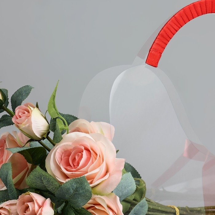 Переноска для цветов с лентой, 30х25х12 см, красная Переноска для цветов с лентой, 30х25х12 см, красная