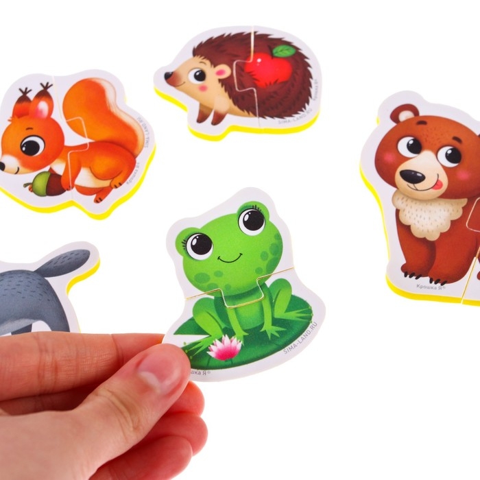 Мягкий пазл для малышей «Лесные зверята», 5 пазлов, Крошка Я Мягкий пазл для малышей «Лесные зверята», 5 пазлов, Крошка Я