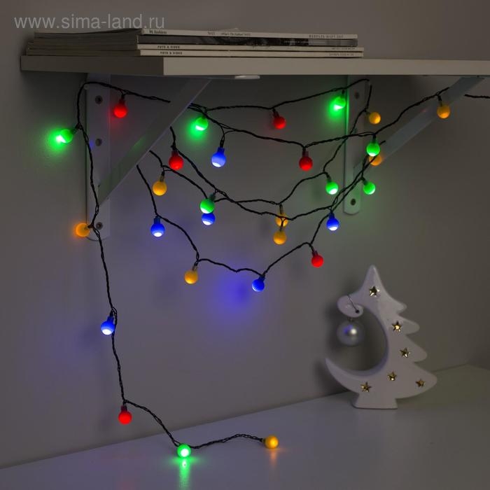 Гирлянда «Нить» 5 м с насадками «Шарики цветные», IP20, тёмная нить, 30 LED, свечение мульти, 8 режимов, 220 В Гирлянда «Нить» 5 м с насадками «Шарики цветные», IP20, тёмная нить, 30 LED, свечение мульти, 8 режимов, 220 В