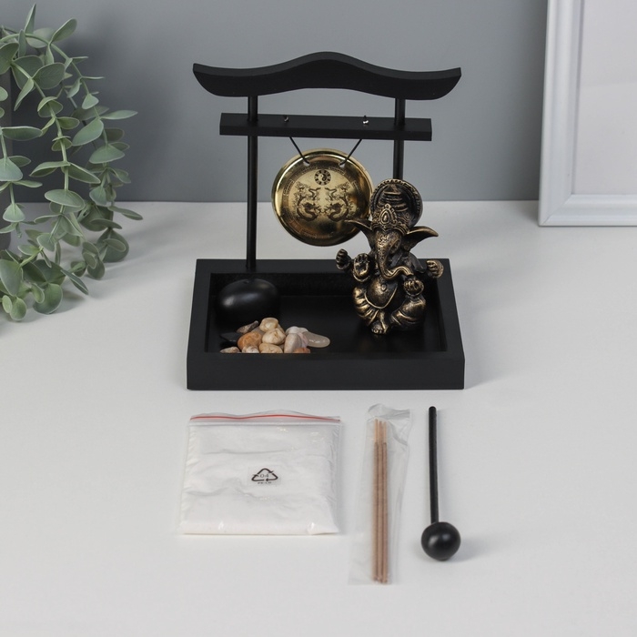 Сад Дзен  Сад Дзен "Ганеша у гонга" песок+камни+аромапалочка 13,2х15х15,5 см