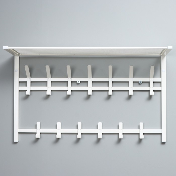Вешалка с полкой «Торонто 32», 92,4×25,5×9,8 см, металл, цвет белый Вешалка с полкой «Торонто 32», 92,4×25,5×9,8 см, металл, цвет белый
