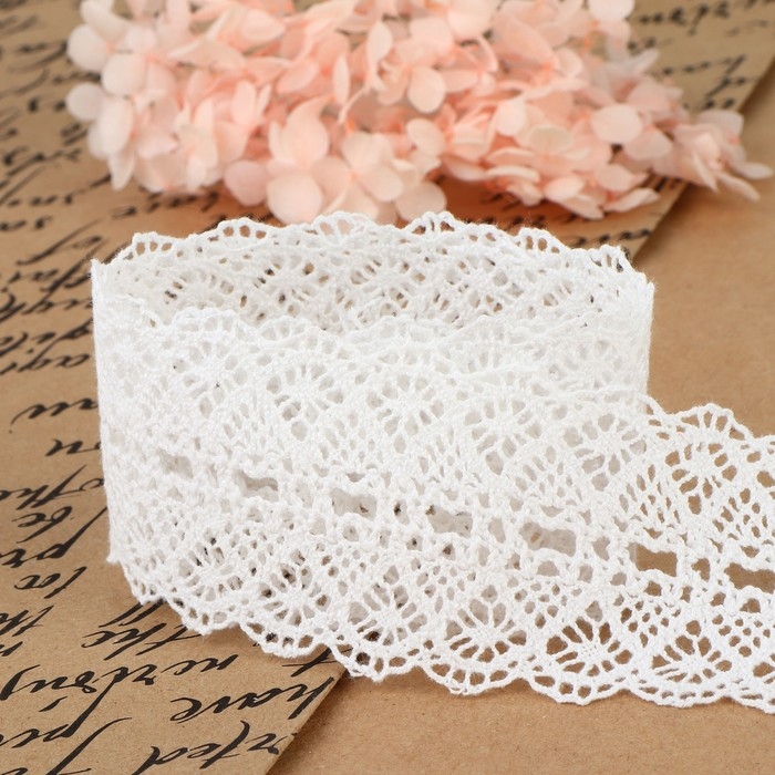 Кружево вязаное, 45 мм × 10 ± 1 м, цвет белый Кружево вязаное, 45 мм × 10 ± 1 м, цвет белый
