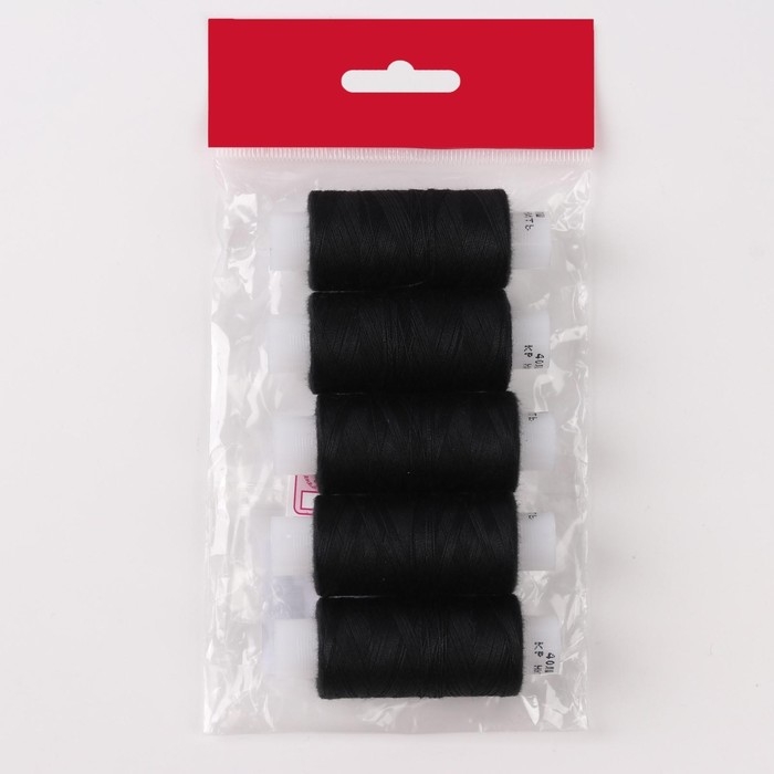 Набор ниток 40ЛШ, 200 м, 5 шт, цвет чёрный Набор ниток 40ЛШ, 200 м, 5 шт, цвет чёрный