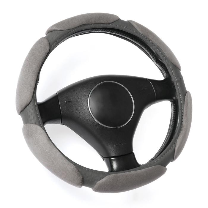 Оплетка на руль TORSO, велюр, размер 38 см, серый Оплетка на руль TORSO, велюр, размер 38 см, серый
