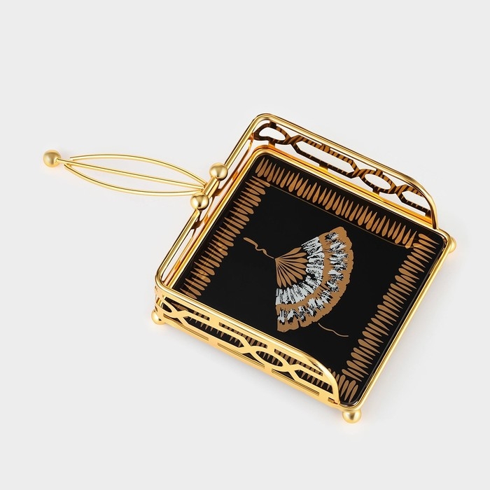 Салфетница «Веер», 15×15×6, цвет золотой Салфетница «Веер», 15×15×6, цвет золотой