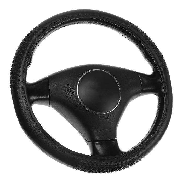 Оплетка на руль TORSO, кожа PU, 3 массажные вставки, 38 см, черный Оплетка на руль TORSO, кожа PU, 3 массажные вставки, 38 см, черный