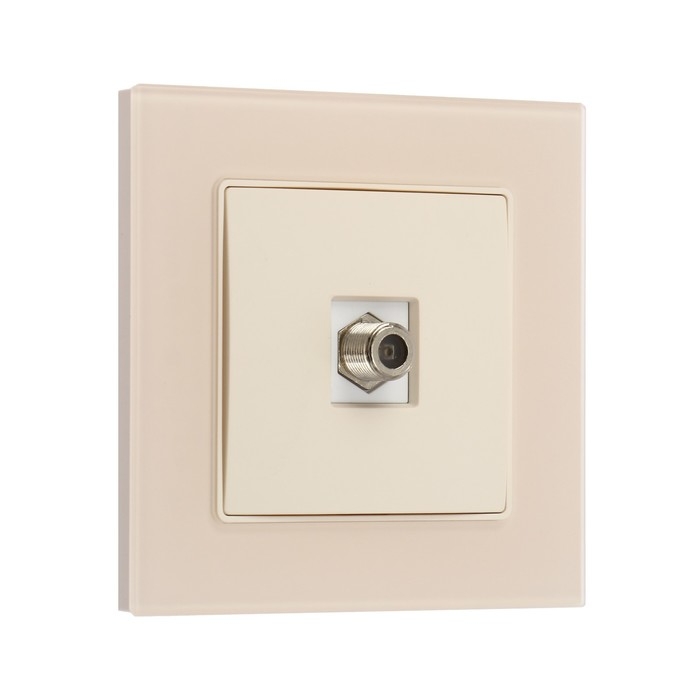 Розетка телевизионная одноместная TOT Matte Glass, скрытая, стекло, бежевая