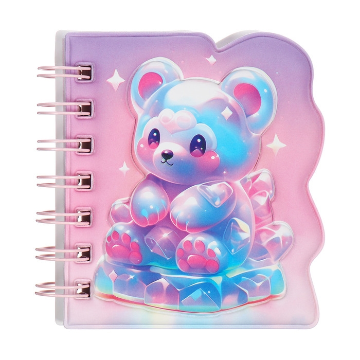 Записная книжка подарочная на гребне 80л,линия, цветной блок,обложка ПВХ 3D Мишка(10х10,5см)   10539 Записная книжка подарочная на гребне 80л,линия, цветной блок,обложка ПВХ 3D Мишка(10х10,5см)   10539