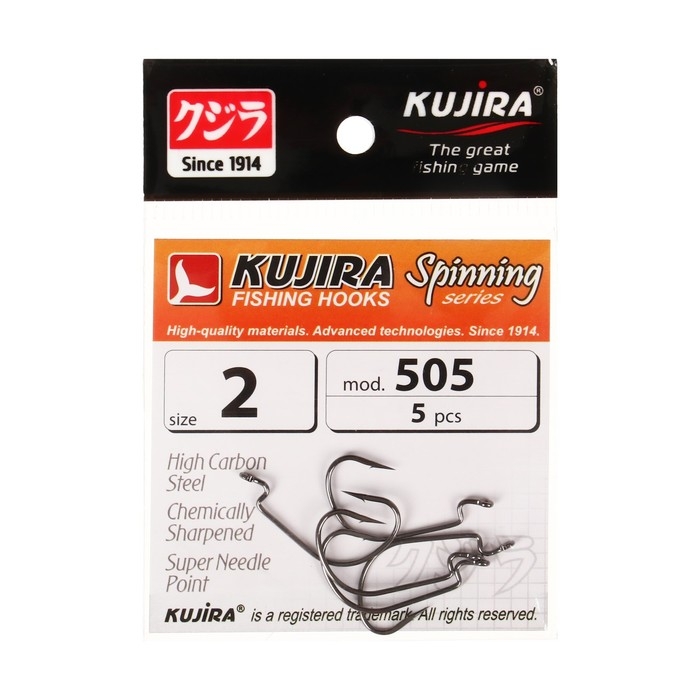Крючки офсетные Kujira Spinning 505, цвет BN, № 2, 5 шт. Крючки офсетные Kujira Spinning 505, цвет BN, № 2, 5 шт.