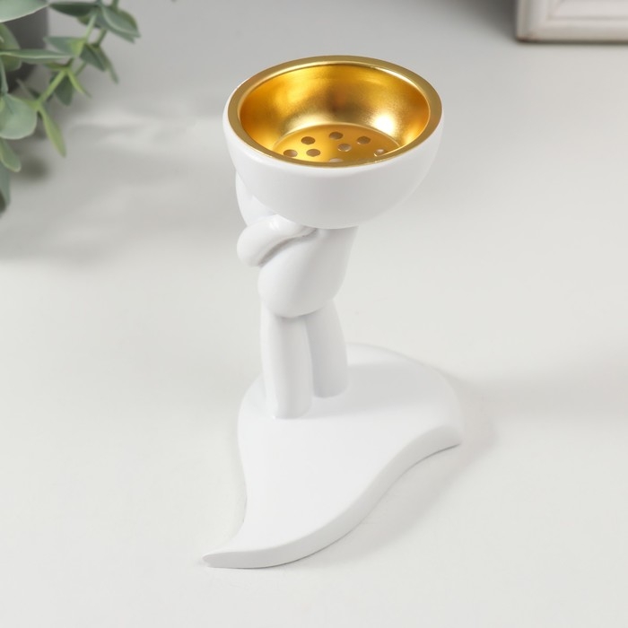 Подставка под благовония полистоун "Человечек" белый 10,9х6,4х9,9 см