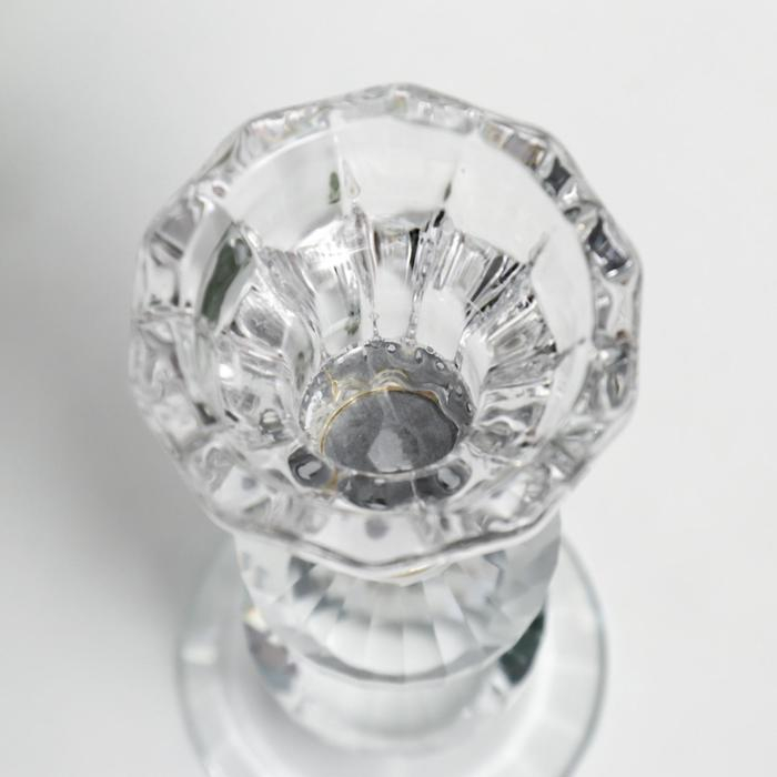 Подсвечник стекло на 1 свечу Подсвечник стекло на 1 свечу "Вазон с хрусталиками" 12х5,6х5,6 см