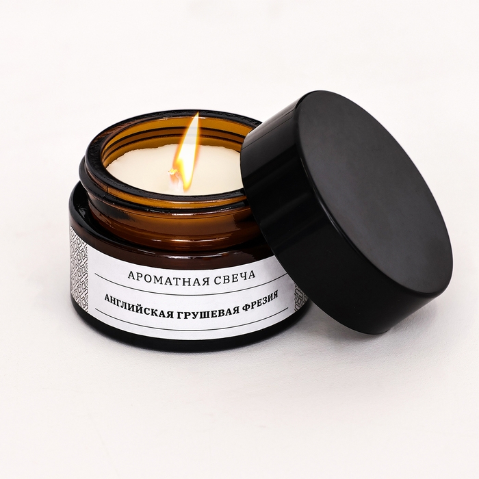 Свеча ароматическая в банке  Свеча ароматическая в банке "Английская груша и фрезия", 12 г