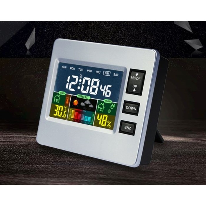 Часы электронные настольные с метеостанцией, с календарём и будильником, 7.7 х 8.6 см Часы электронные настольные с метеостанцией, с календарём и будильником, 7.7 х 8.6 см