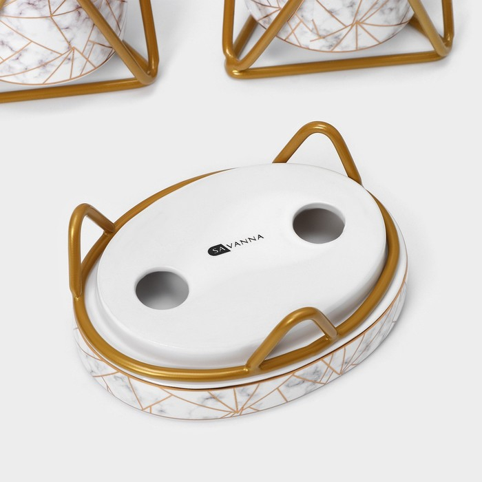 Набор для ванной комнаты SAVANNA «Геометрика», 3 предмета (мыльница, дозатор для мыла 290 мл, стакан), цвет белый Набор для ванной комнаты SAVANNA «Геометрика», 3 предмета (мыльница, дозатор для мыла 290 мл, стакан), цвет белый