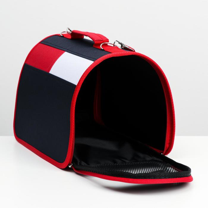 Сумка-переноска для животных, каркасная, 46 х 28,5 х 29 см, синий-красный Сумка-переноска для животных, каркасная, 46 х 28,5 х 29 см, синий-красный