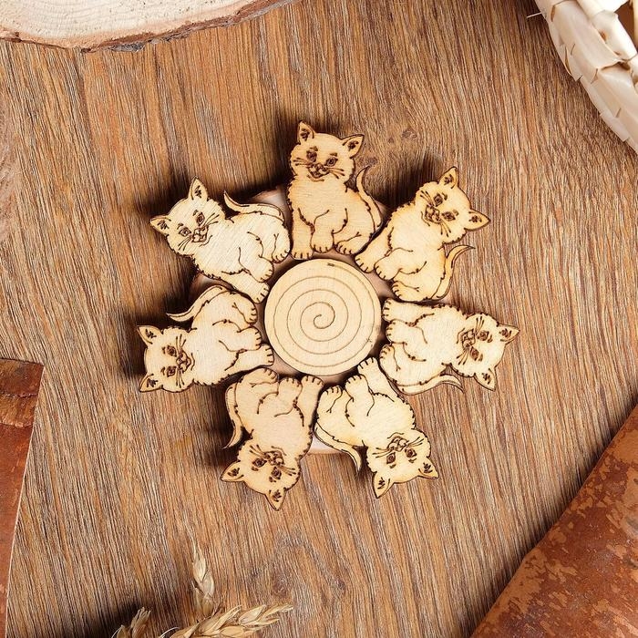 Подставка под горячее «Котик», D=11 см, можжевельник Подставка под горячее «Котик», D=11 см, можжевельник