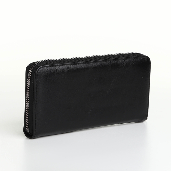 Портмоне мужское на молнии, отдел для телефона, карт, монет, цвет чёрный Портмоне мужское на молнии, отдел для телефона, карт, монет, цвет чёрный