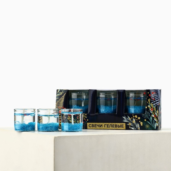 Набор гелевых свечей новогодние «Счастливого Нового года и Рождества» на Новый год, 3 шт, 2,5 х 2,5 см Набор гелевых свечей новогодние «Счастливого Нового года и Рождества» на Новый год, 3 шт, 2,5 х 2,5 см