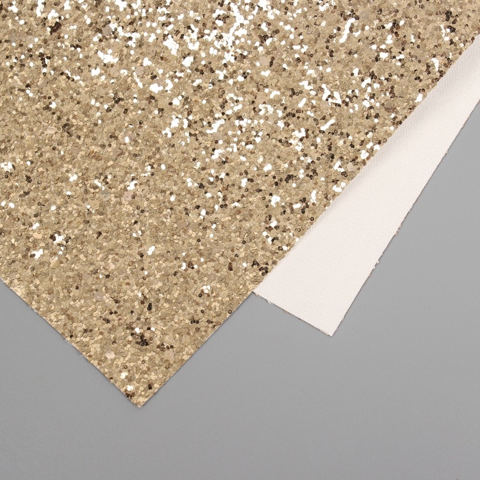Лист для творчества иск.кожа Лист для творчества иск.кожа "Крупные блёстки" светло-золотой лист 33х20 см толщина 0,84 мм