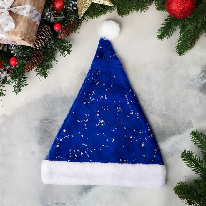Колпак новогодний  Колпак новогодний "Созвездия" 27х35 см, синий